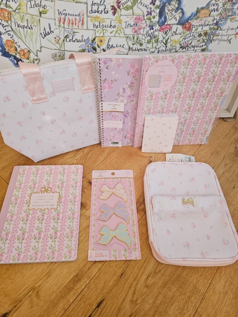 LoveShackFancy Target Heirloom Ditsy pink lunch bag organizer binder notebook